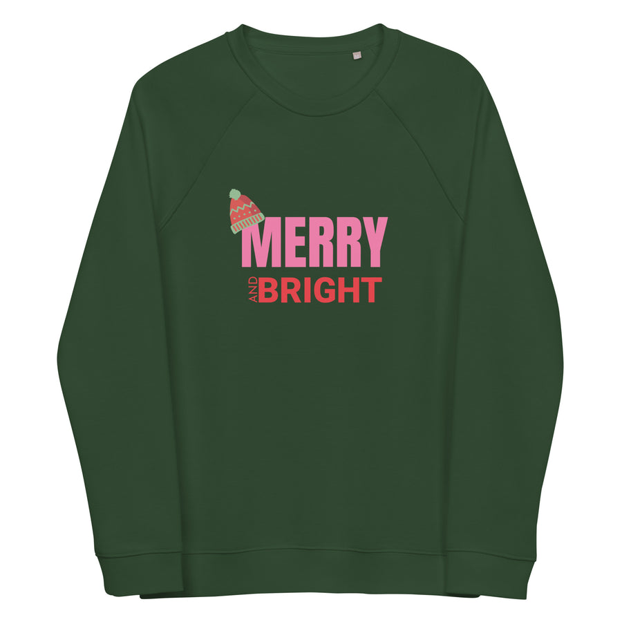 Merry and Bright Unisex organic raglan sweatshirt